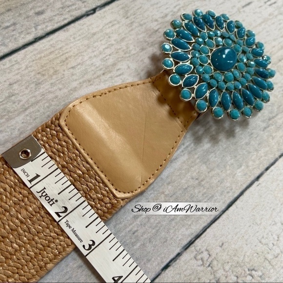 Turquoise flower wide stretch woven belt *shop@iamwarrior main image 5